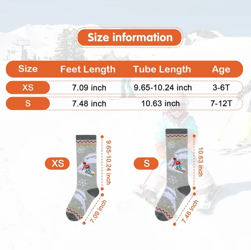 Vista 4 de American Trends Calcetines de lana para niños, calcetines gruesos y cálidos de invierno para niños, calcetines de esquí y snowboard