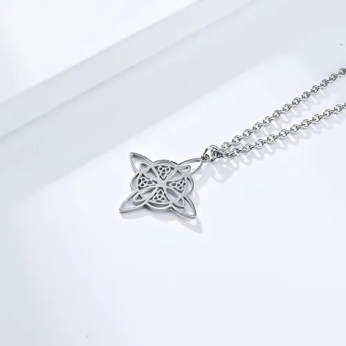 Vista 3 de Collar de bruja de acero inoxidable con nudo celta de bruja, collar de nudo celta para mujeres y niñas, collar de nudo celta, collar Wiccan