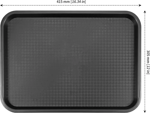 Vista 2 de MANCHAP Paquete de 10 bandejas de servicio de comida rápida negras de 16 x 12 pulgadas, bandejas rectangulares de plástico para servicio