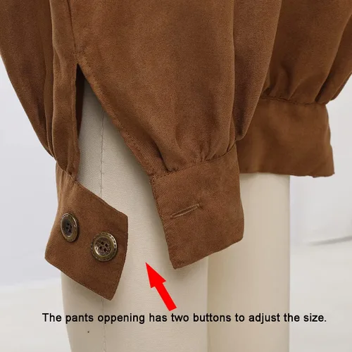 Vista 5 de GRACEART Pantalones renacentistas para mujer, pantalones de pirata, de gamuza, cintura alta, con doble botonadura, medievales