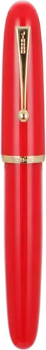 Vista 9 de Jinhao 9019 Serie DaDao Pluma Estilográfica, Tamaño 8 Plumín Mediano Heartbeat con Convertidor de Tinta Grande, Diseño Acrílico Rojo Brillante Pluma