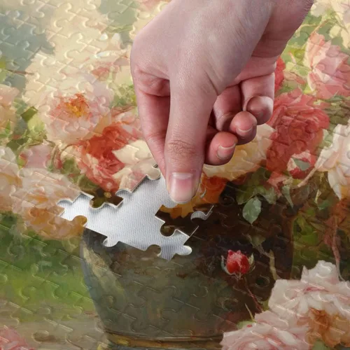 Vista 4 de Flower Vintage Jigsaw Puzzles 500 Pieces for Adults with Mesh Storage Bag 2011408