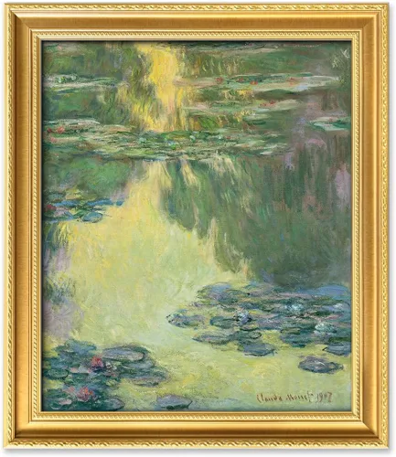 Vista 106 de IPIC - Reproducción artística de los lirios de agua de Claude Monet 1906, impresiones giclée coinciden con el marco dorado clásico, arte de pared