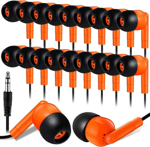 Vista 10 de Kanayu Paquete de 50 auriculares con cable a granel para aulas, auriculares básicos para estudiantes, sin micrófono, con conector de 0.138 in