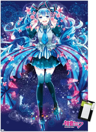 Vista 10 de Hatsune Miku - Póster de pared de flores, 34 pulgadas de largo x 22.4 pulgadas de ancho, versión premium sin marco