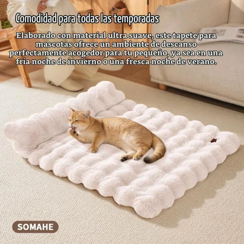 Vista 5 de SOMAHE Cama para gatos y alfombrilla para perros pequeños, almohada elevada Blanco