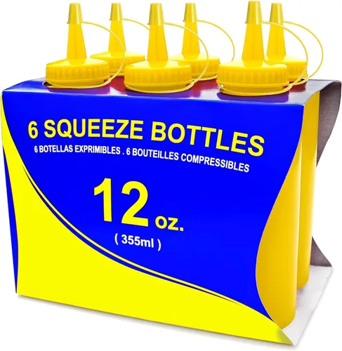 Vista 10 de New Star Foodservice 26283 - Botellas exprimibles de plástico, 8 onzas, rojas, paquete de 6