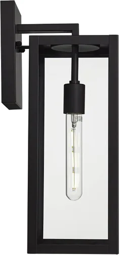 Vista 8 de John Timberland Titan - Juego de 2 lámparas de pared modernas para exteriores, marco rectangular negro místico, paneles de vidrio transparente de 17