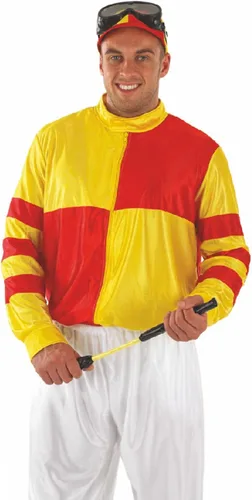 Vista 2 de fun shack Disfraz de jinete de caballo, disfraz de jockey para hombres, disfraz de Halloween de jockey, disfraz de jockey para adultos
