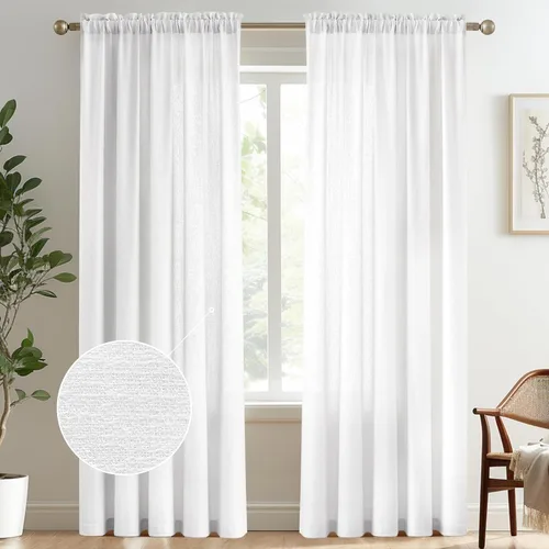 Vista 46 de Melodieux Cortinas de Niveles Semitraslúcidas Negras de 24 Pulgadas de Largo para Cocina, Cafetería, Dormitorio, Ventanas Pequeñas, Aspecto de Lino