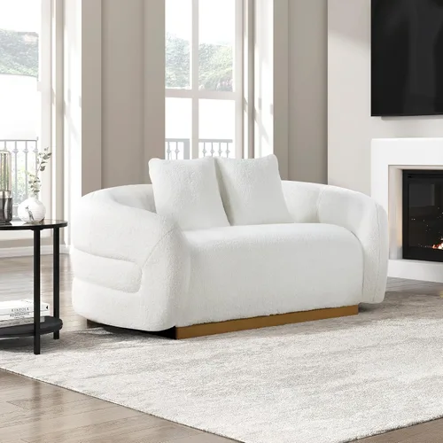 Vista 7 de Lexicon Silla giratoria de barril de sherpa, asiento cómodo tapizado, silla individual para sofá, silla de lectura moderna para sala de estar