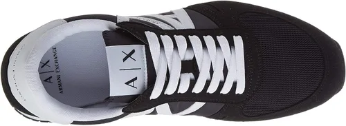 Vista 5 de AX ARMANI EXCHANGE Tenis con logo y cordones para hombre, Negro + Blanco