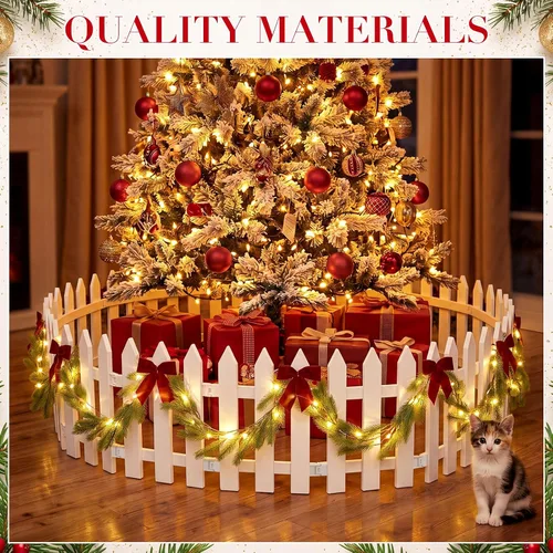 Vista 5 de Thyle 20 piezas de valla de árbol de Navidad de 16 pulgadas con luces Rojo