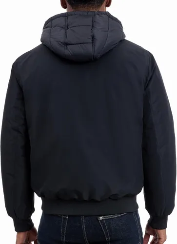 Vista 4 de Michael Kors chaqueta bomber acolchada para hombres con babero estilo chaleco aislante, bomber extra cálida para clima frío