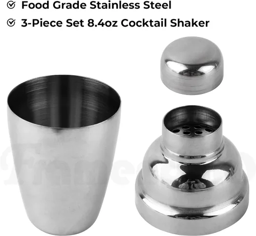 Vista 4 de Framendino, Coctelera de 8 onzas Martini Shakers Mixto Set Bebida de Acero Inoxidable Pequeña Bar Herramientas Profesionales