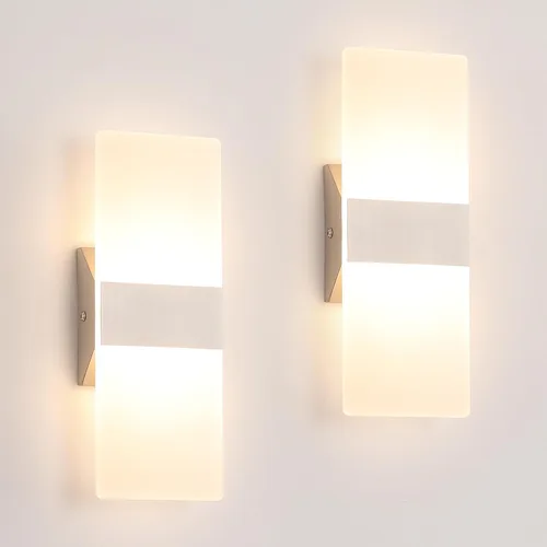 Vista 12 de Joosenhouse Juego de 2 apliques de pared con sensor de movimiento, luces de pared interiores cableadas, níquel cepillado de 11.4 pulgadas, modernos