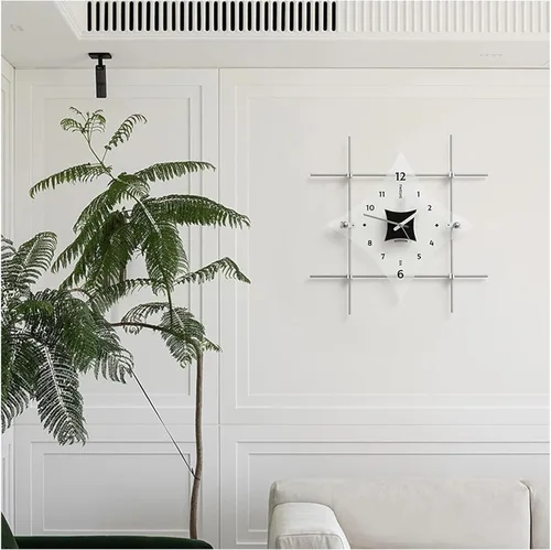 Vista 7 de Relojes de pared grandes de 16 pulgadas para decoración de sala de estar, reloj de pared moderno, eje de lámpara de metal ajustable