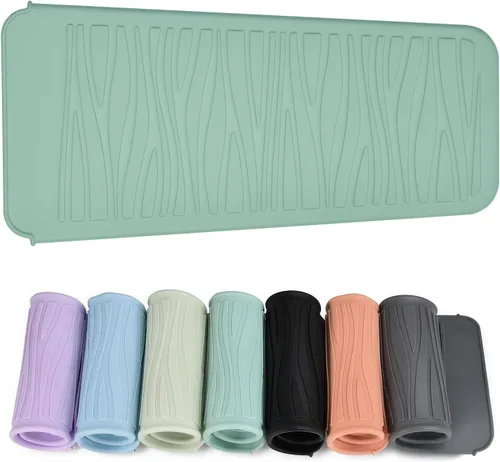 Vista 8 de Alfombrilla de silicona resistente al calor con bolsa para herramientas de peinado del cabello, 1 unidad, gris, silicona, plana, cabello seco, 11 x