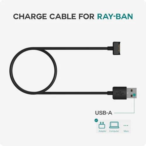 Vista 2 de TUSITA Cable de carga compatible con lentes inteligentes Ray-Ban Stories - 1M