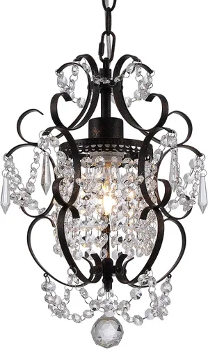 Vista 10 de Candelabro enchufable mini lámpara cromada 1 lámpara elegante lámpara de techo de hierro de cristal para dormitorio, baño, comedor, sala de estar