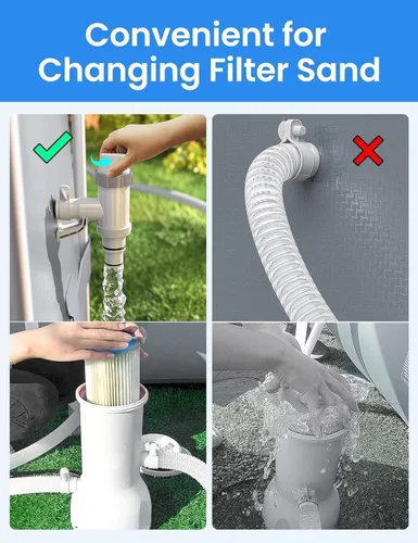 Vista 3 de POOLHACKER [Patentado] Válvula de émbolo Plus con adaptador de manguera de piscina y soporte de tubería de piscina, accesorios de piezas de repuesto