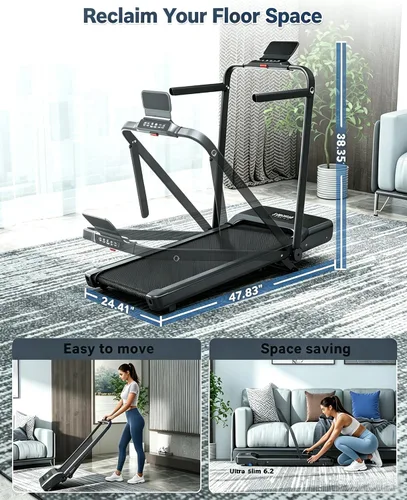 Vista 6 de MJWW 6% Incline Walking Pad, Smart Under Desk Treadmill with AI for Home Negro oscuro