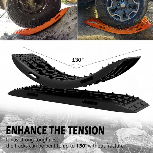 Vista 4 de ZESUPER Pistas de tracción de recuperación para arena, nieve, lodo, tablas de tracción de recuperación con alta dureza, alfombrillas de tracción