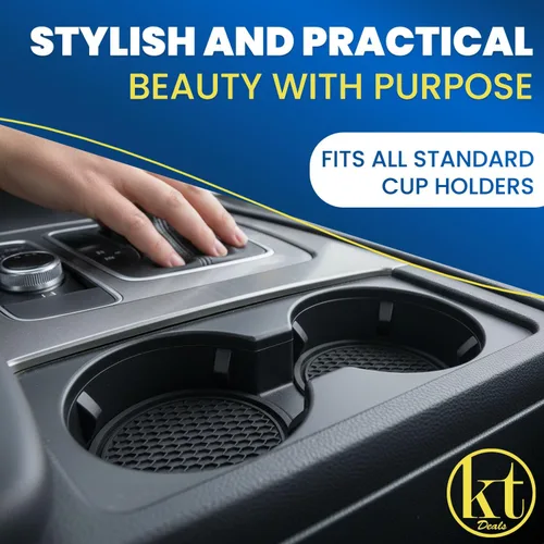 Vista 4 de Paquete de 4 posavasos para automóvil, portavasos universales antideslizantes, almohadillas para tazas, accesorios para interiores, color negro
