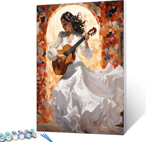 Vista 13 de Kit de pintura por números, lienzo de 16 x 20 pulgadas, pintura al óleo para niños, estudiantes, adultos principiantes con pinceles, pigmento