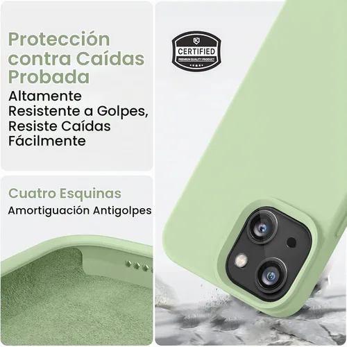 Vista 4 de Vooii Funda compatible con iPhone 14, silicona líquida de alta calidad, forro de microfibra suave antiarañazos, ultra delgada, a prueba de golpes