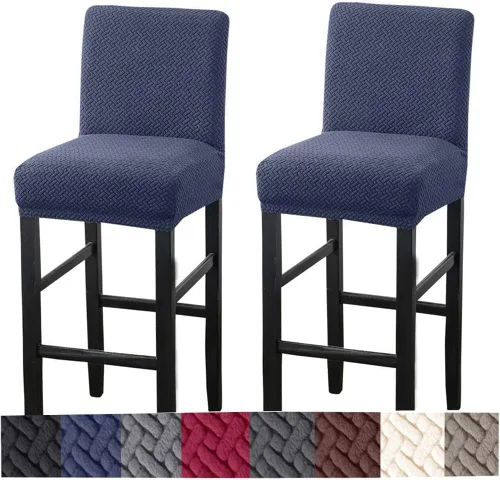 Vista 17 de HFCNMY Fundas para taburetes de bar, paquete de 2 fundas elásticas para taburetes de bar con respaldo, fundas de taburete de bar de jacquard