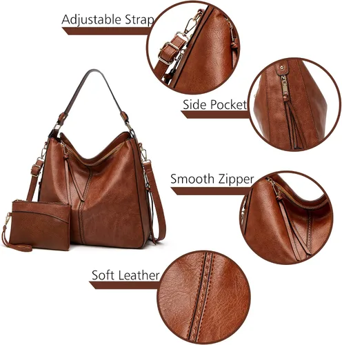 Vista 4 de Bolsos Hobo para mujer, bolsos cruzados grandes, bolsos bohemios con borla