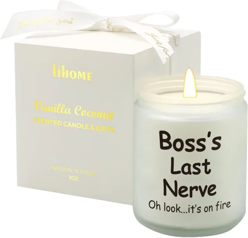 Vista 10 de Lihome Regalos de Jefe para Mujeres y Hombres - Divertidos Regalos para el Día del Jefe, Colaborador, Empleado, Vela Perfumada con Aroma a Vainilla