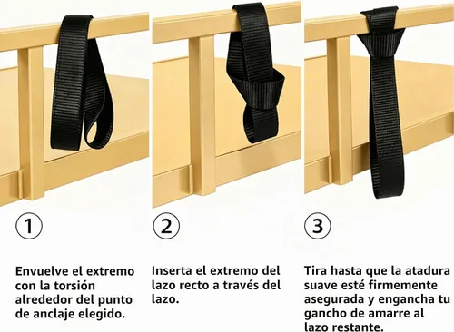 Vista 5 de Correas de amarre de bucle suave, poliéster, paquete de 6 bucles para asegurar cuatrimoto Negro