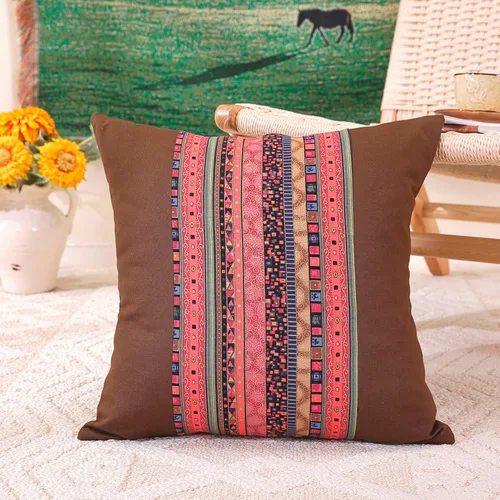 Vista 18 de TAOSON Funda de almohada de lino de mezcla de algodón antiguo con rayas verdes, estilo bohemio, funda de almohada con cierre de cremallera oculta