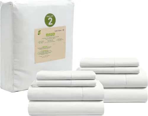Vista 29 de LANE LINEN - Juego de 2 sábanas de fibras largas 100 % algodón orgánico, percal de fibras largas, ultrasuave y transpirable, para colchones de hasta