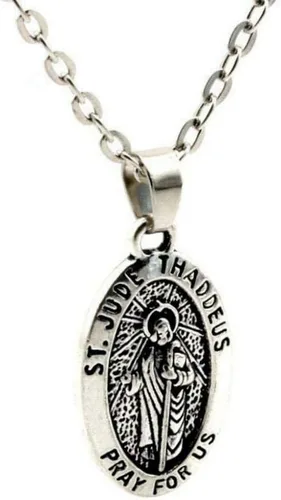 Vista 3 de St. Jude Thaddeus - Collar de 17 pulgadas con cadena católica de protección de San Judas