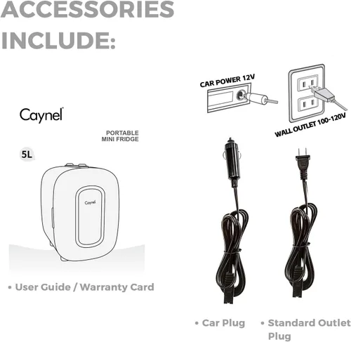 Vista 9 de Caynel - Minirrefrigerador termoeléctrico portátil (4 L/6 latas), CA/CC, enfriador y calentador para cosméticos, alimentos, bebidas y maquillaje