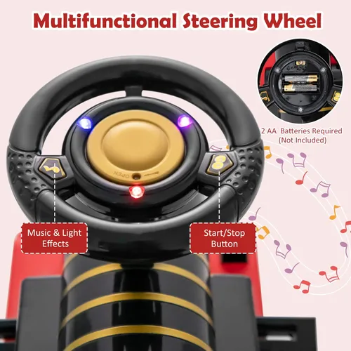 Vista 5 de Costzon Juguetes para montar, tren eléctrico de 6 V con pistas, asiento de almacenamiento, luces intermitentes y música, respaldo, dispositivo