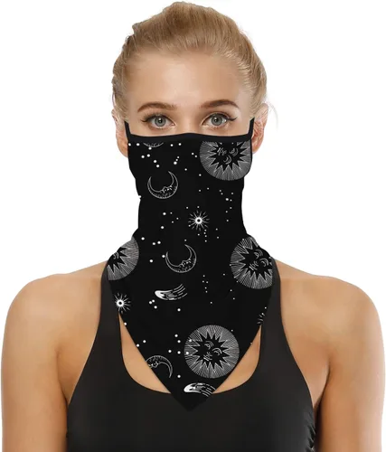 Vista 29 de YAYOUREL Polaina para el cuello, bandanas para hombres y mujeres, cubierta de bufanda para la cara con rayos UV, con agujero para las orejas