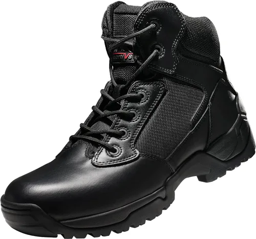 Vista 7 de NORTIV 8 Mens Military Tactical Work Boots Side Zip Outdoor Hiking Leather Motorcycle Combat Boots