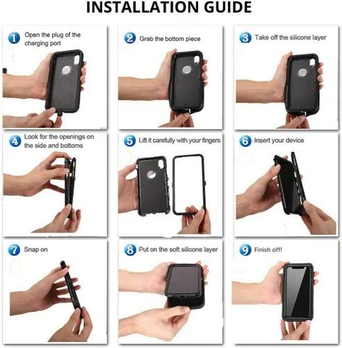 Vista 6 de Funda protectora híbrida a prueba de golpes, diseño de doble capa, cubierta dura compatible con 11 Pro Max (clip+negro-gris)