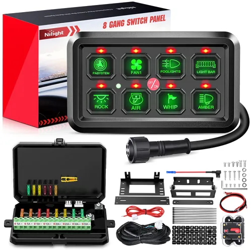 Vista 35 de Nilight Sistema de relé de control de circuito azul 12V 24V del panel
