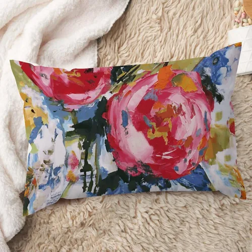 Vista 134 de ArogGeld Funda de cojín con flores verdes y blancas con flores grises y negras y hojas verdes en estilo chinoiserie, funda de almohada cuadrada