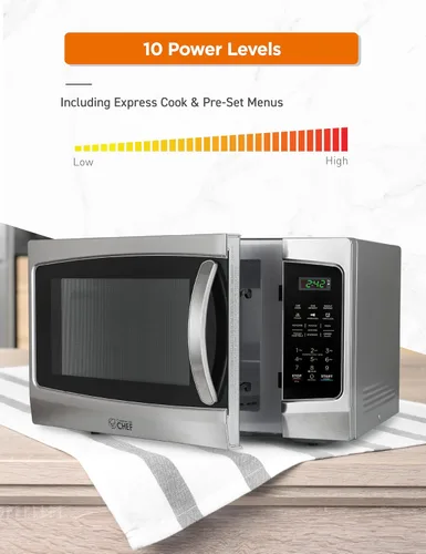 Vista 4 de Microondas Commercial Chef 1,3 pies cúbicos con 10 niveles de potencia, microondas con cerradura de puerta de tira, microondas de encimera de 1000W