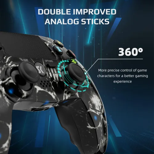 Vista 4 de Controller for PS4, Wireless Controller 2 Pack for Sony PlayStation 4SlimPro, Remote Control with Double Vibration6-Axis Motion SensorSensitive