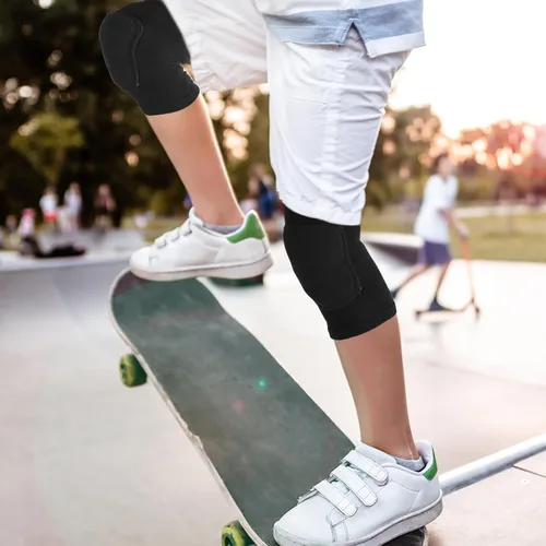 Vista 4 de Sibba Rodillera para Niños, Rodillera Elástica Transpirable, Protector de Rodilla de Esponja Acolchada Antideslizante para Voleibol, Danza, Correr