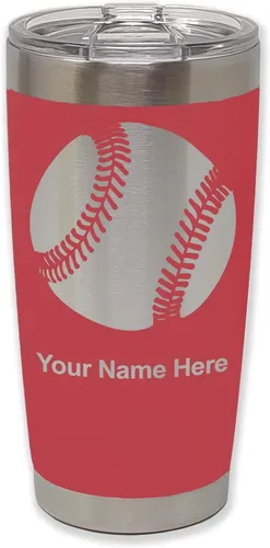 Vista 21 de LaserGram Vaso personalizado de 20 onzas, pelota de béisbol (verde camuflado)