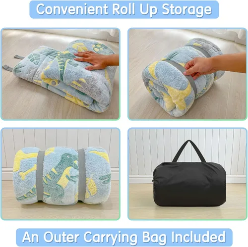 Vista 6 de Sacos de dormir para niños y niñas, saco de dormir espacial con estrellas que brillan en la oscuridad, tapete para siesta súper suave para fiestas
