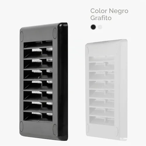 Vista 7 de Paquete de 2 cubiertas cuadradas de ventilación de aire de 4" x 4" (tamaño exterior) - Deflector de ventilación de plástico negro - Malla